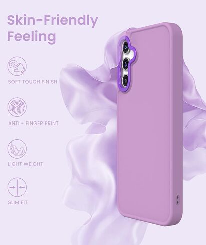 for Samsung Galaxy A15 5G Case+Tempered Glass Screen Protector, [Military Grade Protective] Slim Shockproof Matte Skin-Friendly Feeling Full Body Protective Cover for Galaxy A15 5G-Purple in Kuwait