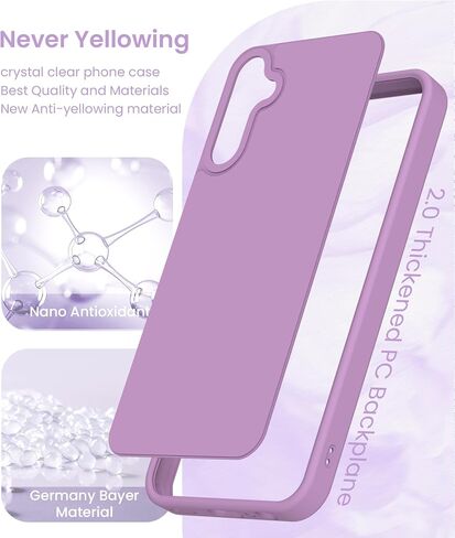 for Samsung Galaxy A15 5G Case+Tempered Glass Screen Protector, [Military Grade Protective] Slim Shockproof Matte Skin-Friendly Feeling Full Body Protective Cover for Galaxy A15 5G-Purple in Kuwait