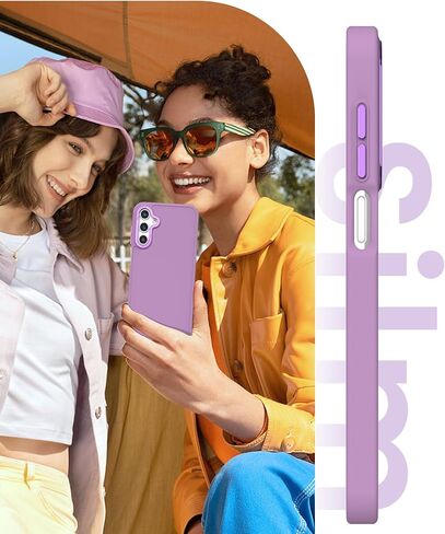 for Samsung Galaxy A15 5G Case+Tempered Glass Screen Protector, [Military Grade Protective] Slim Shockproof Matte Skin-Friendly Feeling Full Body Protective Cover for Galaxy A15 5G-Purple in Kuwait