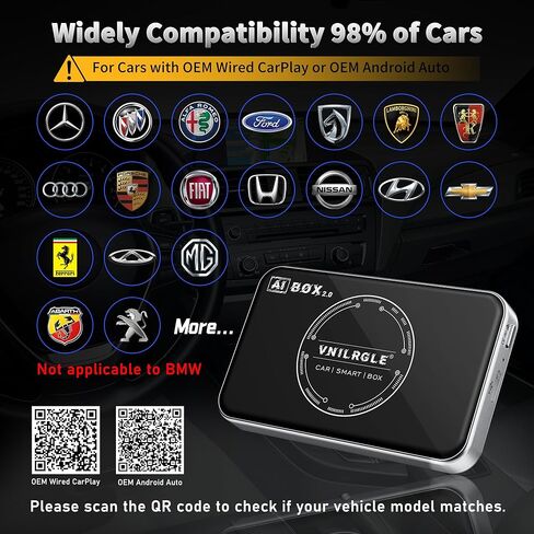 محول VNILRGLE 4 في 1 اللاسلكي CarPlay ومحول Android اللاسلكي للسيارة، متوافق مع خدمات البث مثل Netflix وYouTube، ووظائف تقسيم الشاشة والنسخ المتطابق (فضي) in Kuwait