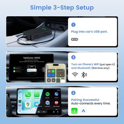 Carlinkit 5.0 Wireless CarPlay & Android Auto Adapter 2air, Plug & Play, No Lag, Stable Connection, Online Update, for Cars with OEM Wired CarPlay & Android Auto (2016-2026) in Kuwait