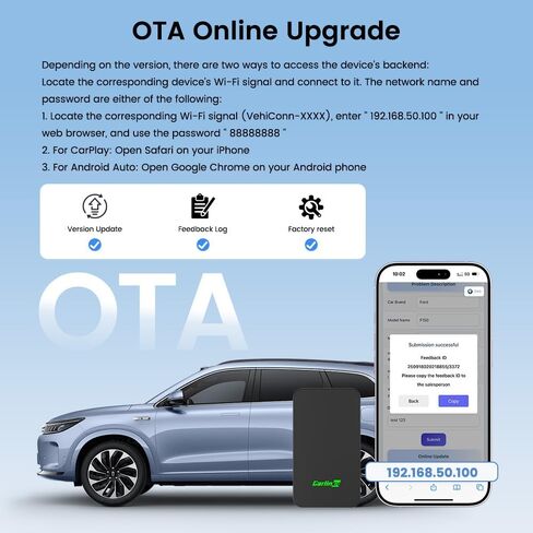 Carlinkit 5.0 Wireless CarPlay & Android Auto Adapter 2air, Plug & Play, No Lag, Stable Connection, Online Update, for Cars with OEM Wired CarPlay & Android Auto (2016-2026) in Kuwait
