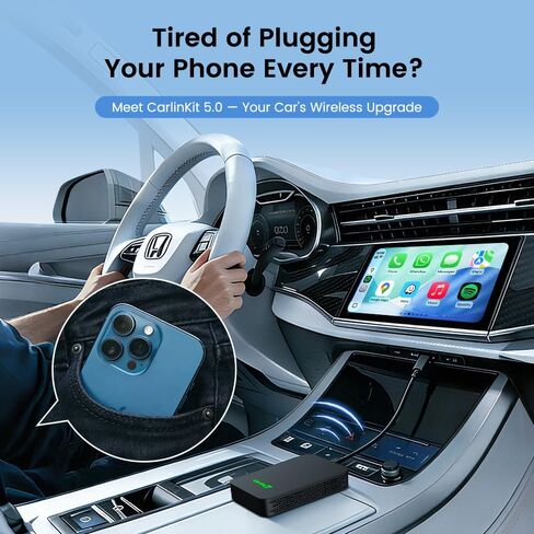 Carlinkit 5.0 Wireless CarPlay & Android Auto Adapter 2air, Plug & Play, No Lag, Stable Connection, Online Update, for Cars with OEM Wired CarPlay & Android Auto (2016-2026) in Kuwait
