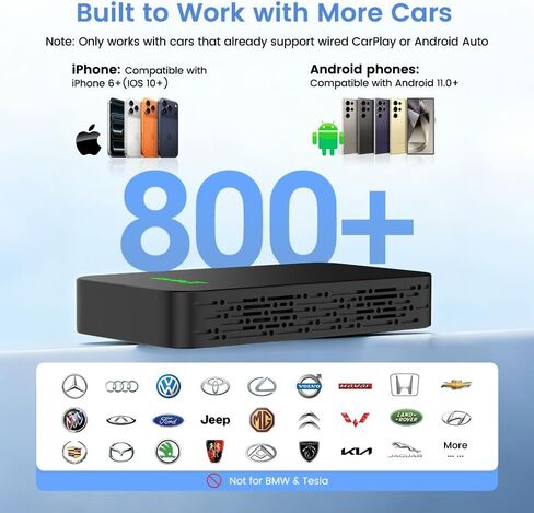 Carlinkit 5.0 Wireless CarPlay & Android Auto Adapter 2air, Plug & Play, No Lag, Stable Connection, Online Update, for Cars with OEM Wired CarPlay & Android Auto (2016-2026) in Kuwait