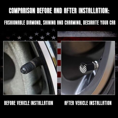 هوائي رصاصة لشاحنة السيارة مع أغطية جذعية للصمام، سارية عالمية لسيارة GM Chevy Silverado 1500 2500 3500 HD Avalanche Ford Denali ملحقات شاحنات الالتقاط الثقيلة (أسود) - طراز العلم الأمريكي - آمن لغسيل السيارات in Kuwait