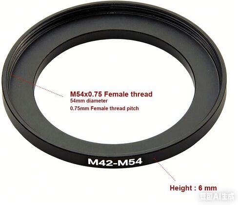 Metal M42 to M54 Male to Female 42mm M42 1mm T2 to 54mm M42-M54 Step-Up Coupling Ring Adapter for Lens Filter Telescope in Kuwait