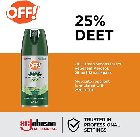 SC Johnson Professional معطل! رذاذ الهباء الجوي الجاف الطارد للحشرات من ديب وودز، 2.5 أونصة، 12 علبة in Kuwait
