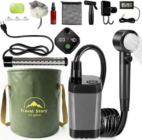 Portable Shower for Camping – 6000mAh Rechargeable Shower Pump with LED Display, 3 Modes & Spray Nozzle – IPX7 Outdoor Shower Kit for Travel, Beach, Car, Dog Bath in Saudi Arabia