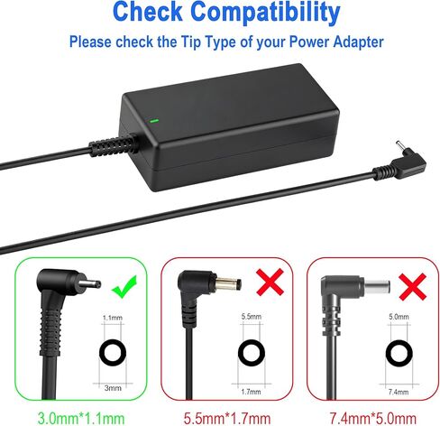 65W Laptop Charger 19V 3.42A 3.0×1.1mm AC Adapter Compatible with Acer Chromebook Aspire Swift Spin Iconia Series A314-22 A315-23 A315-58 314-23P A315-58G A315-57G A315-35 A315-24PT A317-53 A317-54 in Kuwait