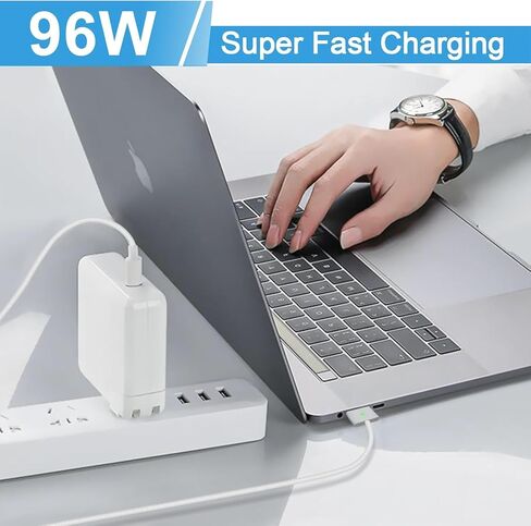 شاحن Mac Book Pro بقدرة 96 وات، شاحن محول طاقة USB-C لـ 14 16 بوصة 2021 2023 M1 M2، 13 15 بوصة M2 M3 2022 2023 2024، كابل USB-C مغناطيسي مجدول بطول 6.6 قدم إلى Mag 3 مع مؤشر LED in Kuwait