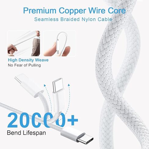شاحن Mac Book Pro بقدرة 96 وات، شاحن محول طاقة USB-C لـ 14 16 بوصة 2021 2023 M1 M2، 13 15 بوصة M2 M3 2022 2023 2024، كابل USB-C مغناطيسي مجدول بطول 6.6 قدم إلى Mag 3 مع مؤشر LED in Kuwait