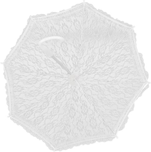 GLOGLOW Festival Category Lace Craftsmanship Stainless Steel Frame Elegant Fashionable, with Comfortable Handle, for Wedding Stage Performance Decor Lace Umbrella, Romantic White in Kuwait