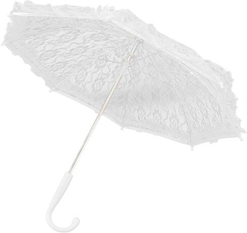 GLOGLOW Festival Category Lace Craftsmanship Stainless Steel Frame Elegant Fashionable, with Comfortable Handle, for Wedding Stage Performance Decor Lace Umbrella, Romantic White in Kuwait