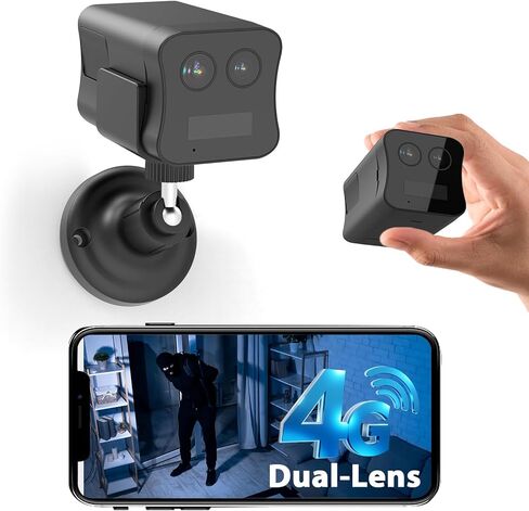 Wireless 4G LTE Cellular Security Camera No WiFi, Portable 4G Magentic Surveillance Camera with 2K Dual Lens, 6X Zoom, PIR Motion, Night Vision SIM Card Cam for Camping, Travel - Subscription Required in Kuwait