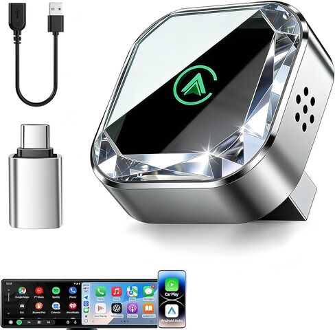 2026 Mini Wireless CarPlay Android Auto 2 in 1 Adapter - Converts Wired to Wireless Car Play Dongle, 5.8GHz Fast Bluetooth Receiver for 2016+ Vehicles, Plug & Play Auto Connect (USB-A/C) in Kuwait