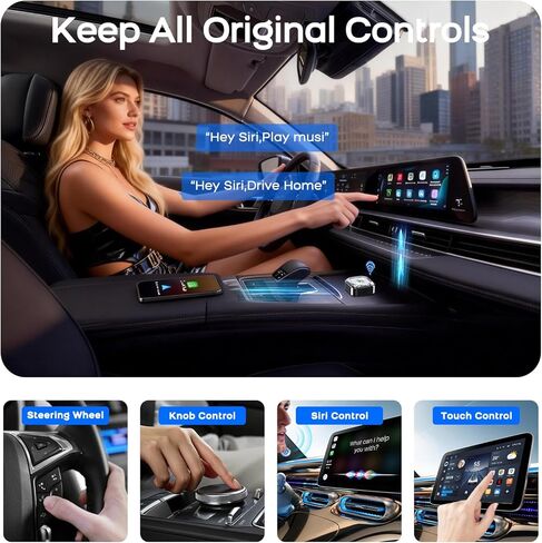 2026 Mini Wireless CarPlay Android Auto 2 in 1 Adapter - Converts Wired to Wireless Car Play Dongle, 5.8GHz Fast Bluetooth Receiver for 2016+ Vehicles, Plug & Play Auto Connect (USB-A/C) in Kuwait