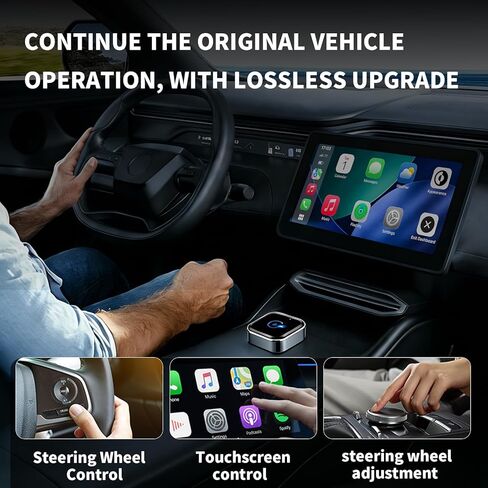 محول CarPlay اللاسلكي وAndroid Auto، تصميم ألومنيوم صغير الحجم للغاية مع تقنية النطاق المزدوج، USB-C/USB-A متوافق مع مركبات CarPlay السلكية in Kuwait