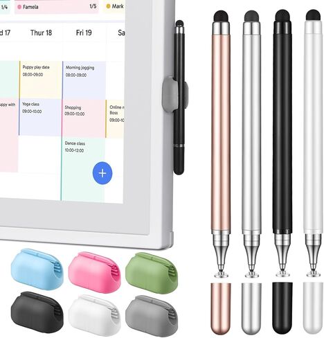 4Pcs Stylus Pen, High Sensitivity & Precision Capacitive Styli Pencil Dual Tip with Mesh and Disc Tips with Mount Holder for All Touch Devices(White, Gold, Silver, Black) in Kuwait