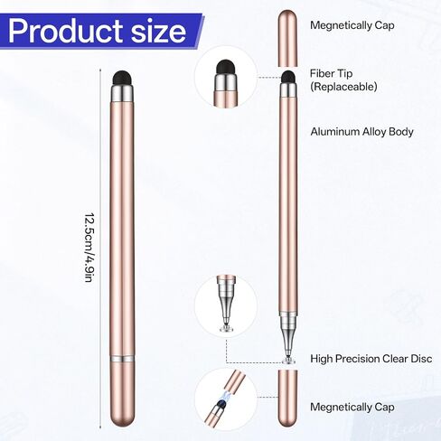 4Pcs Stylus Pen, High Sensitivity & Precision Capacitive Styli Pencil Dual Tip with Mesh and Disc Tips with Mount Holder for All Touch Devices(White, Gold, Silver, Black) in Kuwait