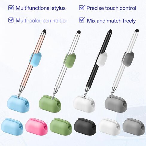 4Pcs Stylus Pen, High Sensitivity & Precision Capacitive Styli Pencil Dual Tip with Mesh and Disc Tips with Mount Holder for All Touch Devices(White, Gold, Silver, Black) in Kuwait