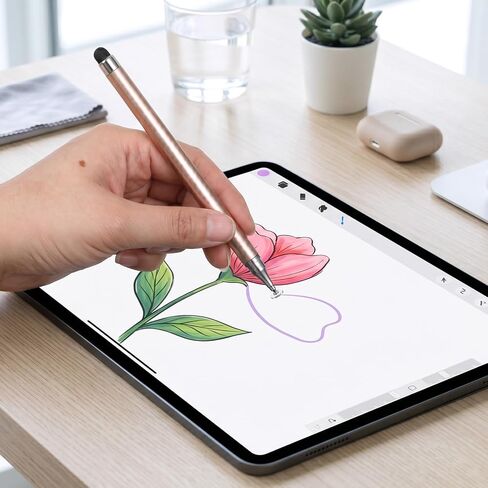 4Pcs Stylus Pen, High Sensitivity & Precision Capacitive Styli Pencil Dual Tip with Mesh and Disc Tips with Mount Holder for All Touch Devices(White, Gold, Silver, Black) in Kuwait