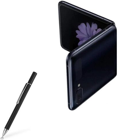 قلم BoxWave Stylus متوافق مع هاتف Samsung Galaxy Z Flip - قلم ذو سعة FineTouch، قلم شاشة فائق الدقة - أسود لامع in Kuwait