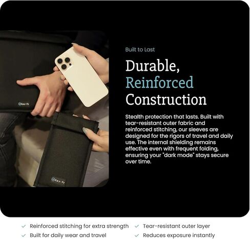 حافظة فاراداي للأجهزة اللوحية حتى 13 بوصة - حافظة مانعة للإشارة (RFID، WiFi، Bluetooth، GPS، 5G) - حماية السمع وحماية التتبع - حقيبة خصوصية للكمبيوتر اللوحي، أسود in Kuwait
