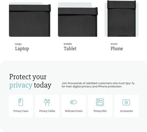 حافظة فاراداي للأجهزة اللوحية حتى 13 بوصة - حافظة مانعة للإشارة (RFID، WiFi، Bluetooth، GPS، 5G) - حماية السمع وحماية التتبع - حقيبة خصوصية للكمبيوتر اللوحي، أسود in Kuwait