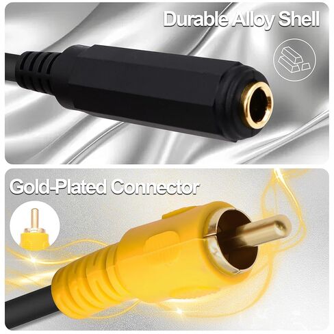 محول كابل RCA إلى 6.35 مم TS 1/4 بوصة 6.35 أنثى أحادية إلى RCA ذكر محول صوت وصلة تمديد كابل لخلاط مكبر الصوت للتلفزيون - 30 سم/11.8 بوصة-قطعتان in Kuwait
