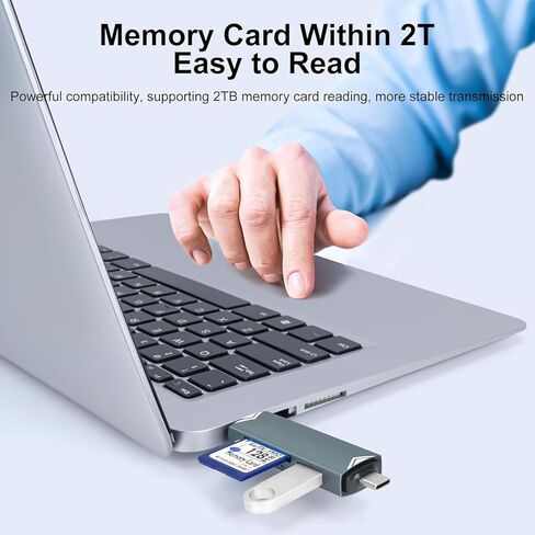 6 in 1 SD Card Reader, USB C/USB 3.0 Dual Slot OTG Memory Card Adapter for TF/SD/Micro SD/SDXC/Micro SDXC/Micro SDHC Memory Cards (Silver) in Kuwait