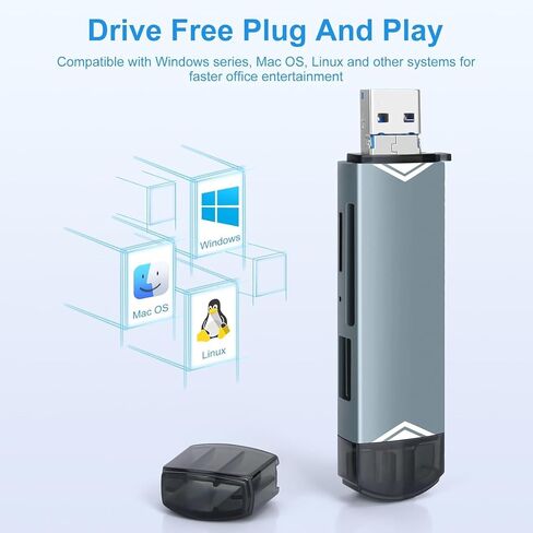 6 in 1 SD Card Reader, USB C/USB 3.0 Dual Slot OTG Memory Card Adapter for TF/SD/Micro SD/SDXC/Micro SDXC/Micro SDHC Memory Cards (Silver) in Kuwait