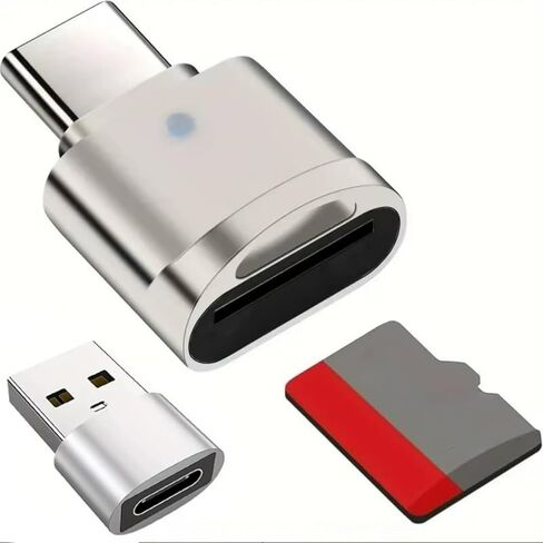 قارئ Type-C TF مع هيكل من سبائك الزنك، محول USB-C إلى USB لأجهزة الكمبيوتر المحمول، MacBook، Samsung Galaxy - قارئ بطاقة SD محمول، لا يتطلب بطارية، التخزين غير متضمن in Kuwait