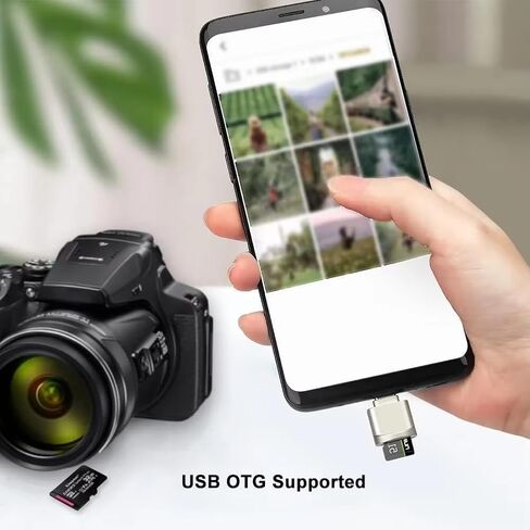 قارئ Type-C TF مع هيكل من سبائك الزنك، محول USB-C إلى USB لأجهزة الكمبيوتر المحمول، MacBook، Samsung Galaxy - قارئ بطاقة SD محمول، لا يتطلب بطارية، التخزين غير متضمن in Kuwait