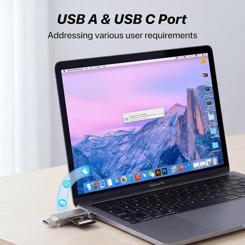 SD Card Reader USB C, USB 3.0 Dual Slots Micro SD Card Reader, 2 in 1 Memory Card Reader for SD/Micro SD(TF)/SDHC/SDXC/MMC, Compatible with Laptop, PC, iPhone, MacBook Pro/Air, iPad Pro, Android in Kuwait