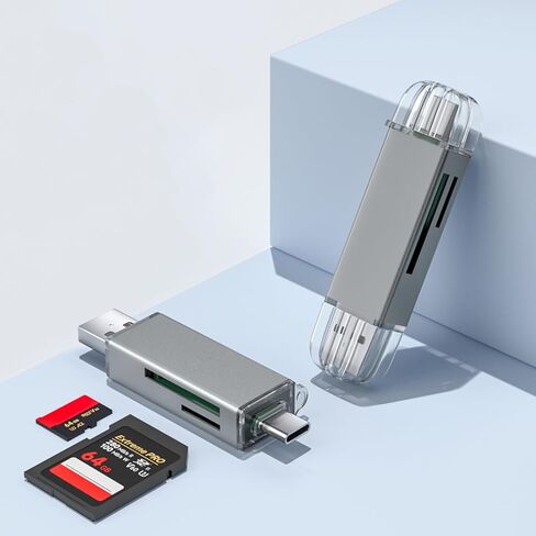 SD Card Reader USB C, USB 3.0 Dual Slots Micro SD Card Reader, 2 in 1 Memory Card Reader for SD/Micro SD(TF)/SDHC/SDXC/MMC, Compatible with Laptop, PC, iPhone, MacBook Pro/Air, iPad Pro, Android in Kuwait