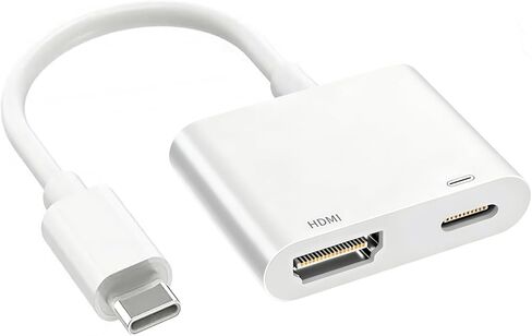 محول USB C إلى Hdmi لهاتف iPhone 4K@60 هرتز من النوع C إلى محول Hdmi 100 وات شحن متوافق مع iPhone 17/16/15 Series MacBook ipad Pro إلى شاشة عرض HDTV لا يحتاج إلى طاقة للتوصيل والتشغيل in Kuwait
