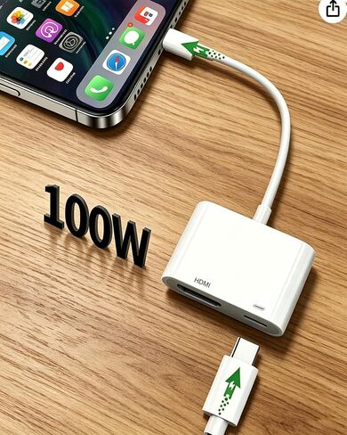 محول USB C إلى Hdmi لهاتف iPhone 4K@60 هرتز من النوع C إلى محول Hdmi 100 وات شحن متوافق مع iPhone 17/16/15 Series MacBook ipad Pro إلى شاشة عرض HDTV لا يحتاج إلى طاقة للتوصيل والتشغيل in Kuwait