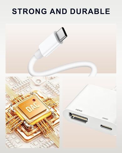 محول USB C إلى Hdmi لهاتف iPhone 4K@60 هرتز من النوع C إلى محول Hdmi 100 وات شحن متوافق مع iPhone 17/16/15 Series MacBook ipad Pro إلى شاشة عرض HDTV لا يحتاج إلى طاقة للتوصيل والتشغيل in Kuwait
