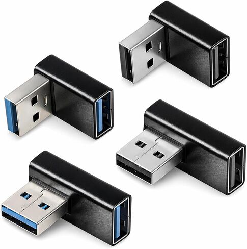 4 Pack 90 Degree USB 3.0 Adapter, USB Extender Connector Adapter Up and Down Angle, Left and Right Angle USBs A Male to Female Converter Extender for PC, Laptop, Mouse, Keyboard in Kuwait