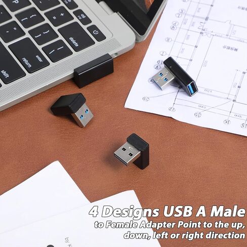4 Pack 90 Degree USB 3.0 Adapter, USB Extender Connector Adapter Up and Down Angle, Left and Right Angle USBs A Male to Female Converter Extender for PC, Laptop, Mouse, Keyboard in Kuwait
