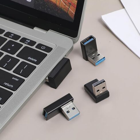 4 Pack 90 Degree USB 3.0 Adapter, USB Extender Connector Adapter Up and Down Angle, Left and Right Angle USBs A Male to Female Converter Extender for PC, Laptop, Mouse, Keyboard in Kuwait