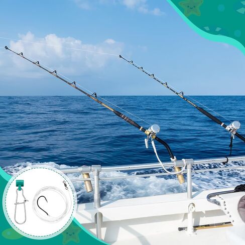 5 Pack Slider Fishing Rigs 6/0 Circle Hook with 3ft 60lb Monofilament 10 Pcs Leader Fishing Line Sinker Slides for Striped Bass for Surf Beach Boat Fish in Kuwait