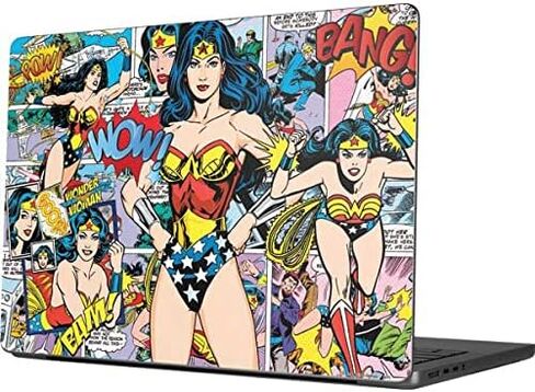 ملصق Skinit للكمبيوتر المحمول متوافق مع جهاز MacBook Pro 14in (2021) - تصميم Warner Bros Wonder Woman Comic Blast المرخص رسميًا in Kuwait