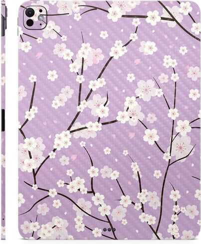 غلاف من ألياف الكربون متوافق مع Apple iPad Pro 13 (M4) 2024 - Sakura Purple - غطاء لاصق واقٍ من الفينيل الفاخر 3M - سهل الاستخدام | صُنع في الولايات المتحدة الأمريكية بواسطة MightySkins in Kuwait