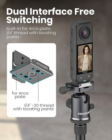 لوحة إطلاق سريع على شكل حرف L لـ Insta360 X5/X4/X3 Osmo 360، حامل قفص الكاميرا مع واجهات Arca وNato-Rail المزدوجة | مع 1/4 بوصة -20 فتحة توسيع in Kuwait