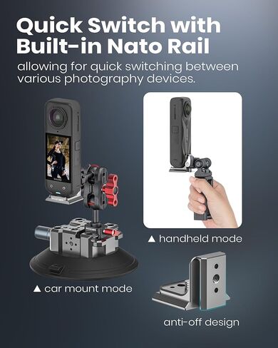 لوحة إطلاق سريع على شكل حرف L لـ Insta360 X5/X4/X3 Osmo 360، حامل قفص الكاميرا مع واجهات Arca وNato-Rail المزدوجة | مع 1/4 بوصة -20 فتحة توسيع in Kuwait