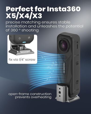 لوحة إطلاق سريع على شكل حرف L لـ Insta360 X5/X4/X3 Osmo 360، حامل قفص الكاميرا مع واجهات Arca وNato-Rail المزدوجة | مع 1/4 بوصة -20 فتحة توسيع in Kuwait