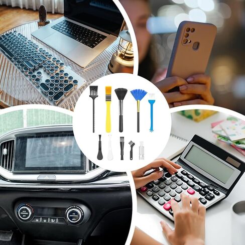 Laptop Detailing Tools, Handheld Static Free for Console with Precision Grip, Soft Bristle Construction with Dust Remover Feature, Smartphone Camera Maintenance, 10-Piece Portable Black Gear in Kuwait