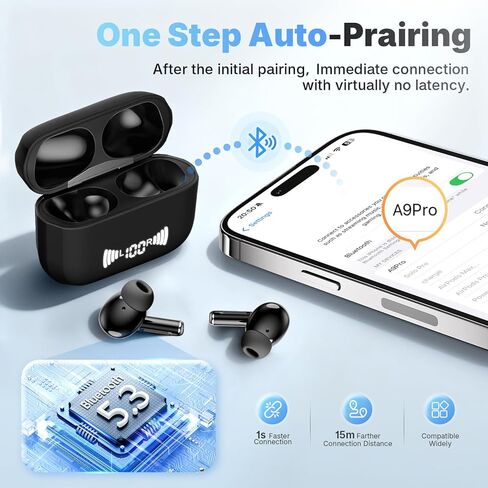 Wireless Earbuds, Bluetooth 5.3 Headphones Wireless Earbuds with 4 ENC Noise Cancelling Mic, 40+Hrs, HiFi Bass 3D-Stereo, USB C in-Ear Earphones, Ear Buds for iPhone, Android,Laptop in Kuwait