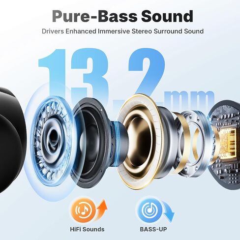 Wireless Earbuds, Bluetooth 5.3 Headphones Wireless Earbuds with 4 ENC Noise Cancelling Mic, 40+Hrs, HiFi Bass 3D-Stereo, USB C in-Ear Earphones, Ear Buds for iPhone, Android,Laptop in Kuwait